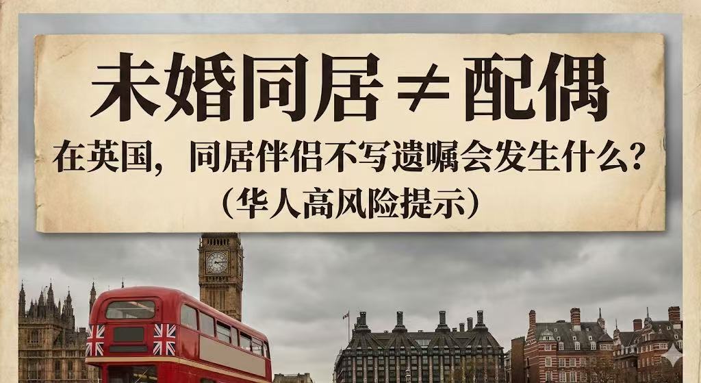 未婚同居 ≠ 配偶：在英国，同居伴侣不写遗嘱会发生什么？（华人高风险提示）