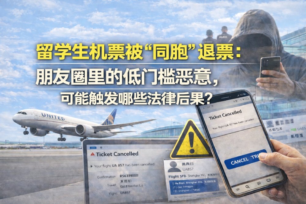留学生机票被“同胞”退票：朋友圈里的低门槛恶意，可能触发哪些法律后果？