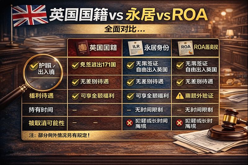 英国国籍 vs 永居 vs ROA 全面对比｜华人家庭身份规划指南