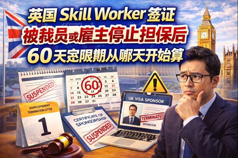 英国 Skill Worker 签证被裁员或雇主停止担保后，60 天宽限期从哪天开始算