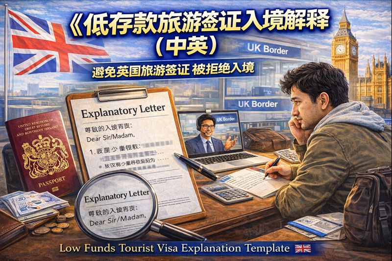 低存款旅游签证入境解释信模板（中英）｜避免英国边检盘查