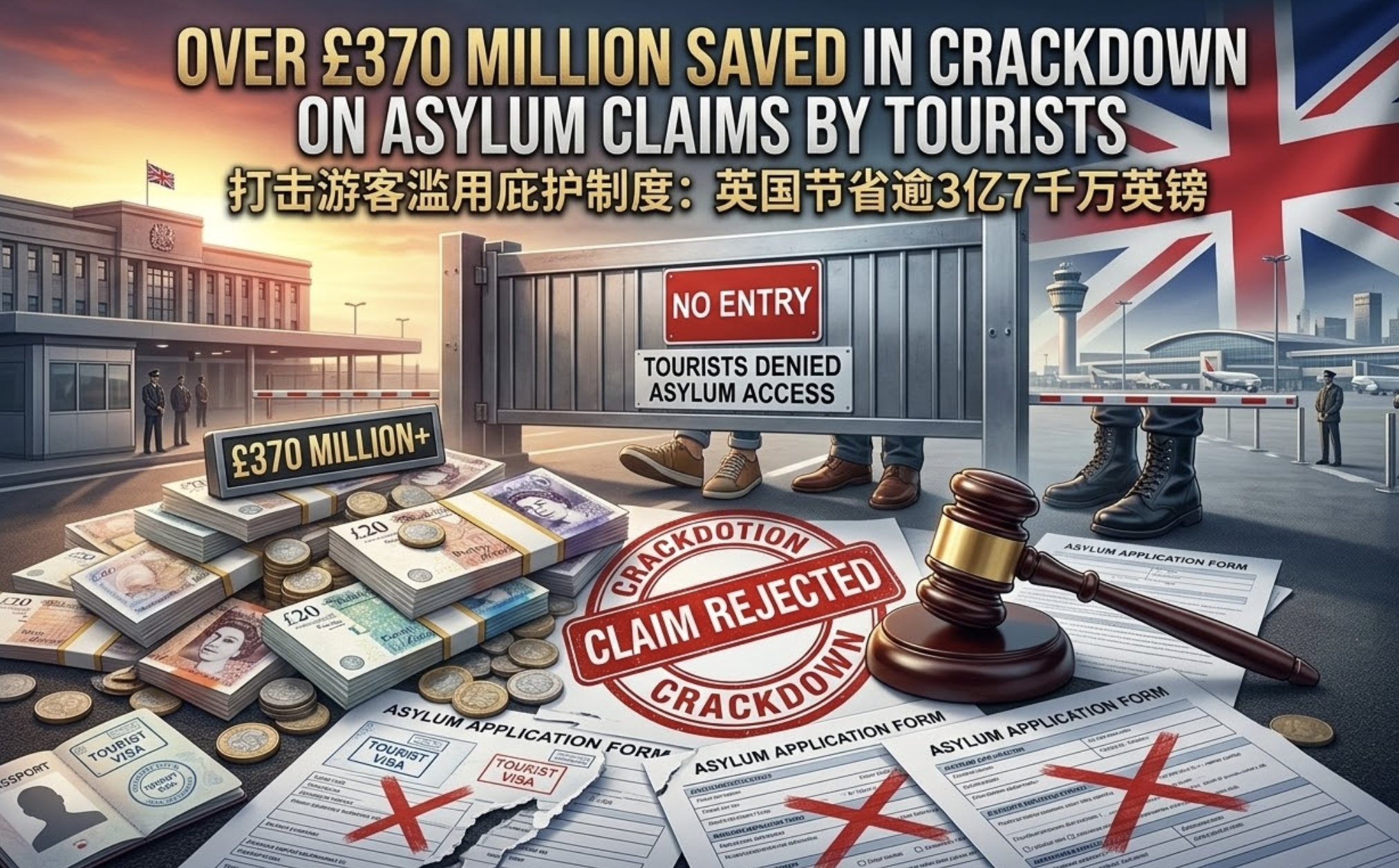 严打“游客变难民”：英国政府此举已节省超3.7亿英镑开支