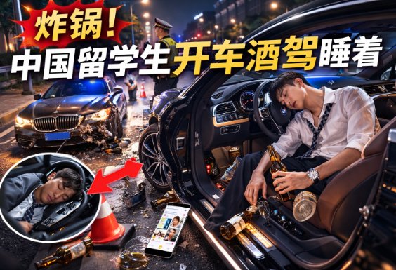 炸锅！中国留学生开豪车酒驾睡着, 竟逆行撞死一名警察！被判6年+遣返!...