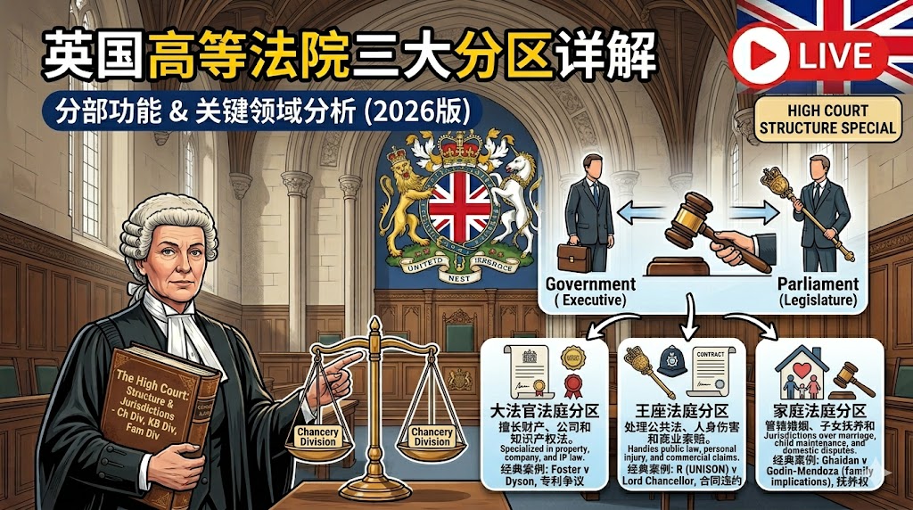 英国高等法院三大Division详解：KBD、Chancery与Family职责区别