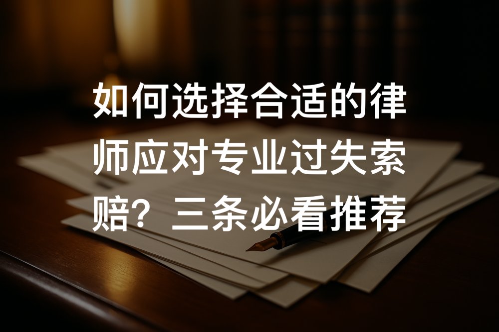 如何选择合适的律师应对专业过失索赔？三条必看推荐