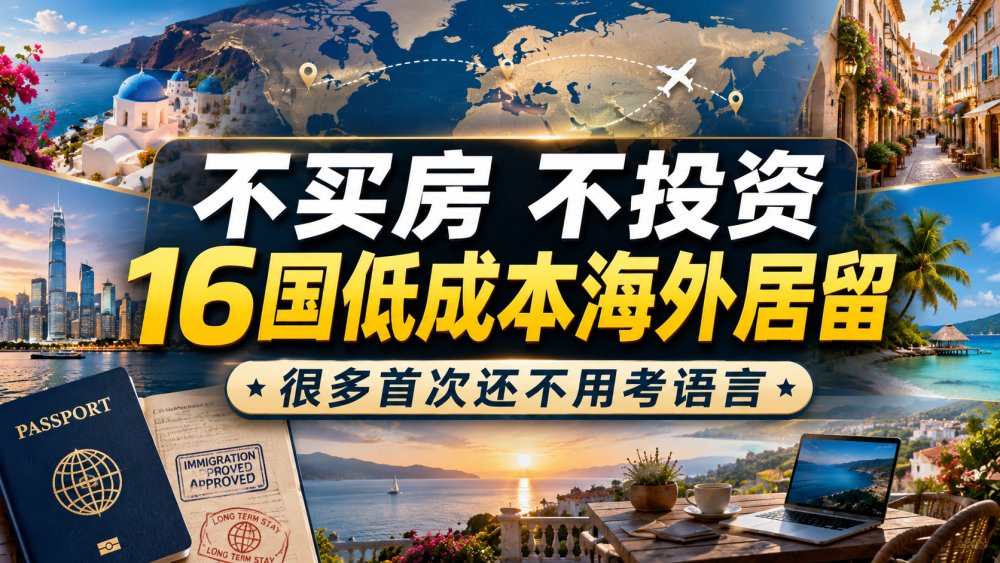 不买房、不投资、很多首次还不用考语言：2026年16个低成本海外居留国家完整指南