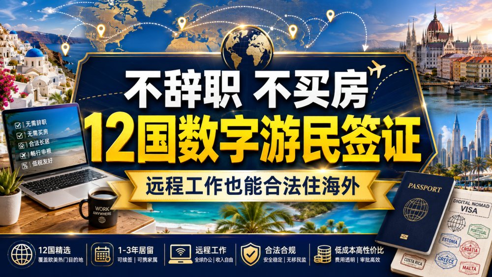 不用辞职、不买房，也能合法住海外：2026年12个数字游民与远程工作居留国家完整指南