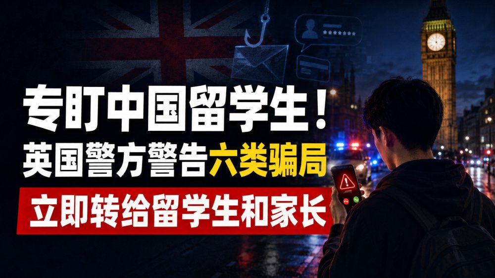 专盯中国留学生！英国警方警告六类高发骗局