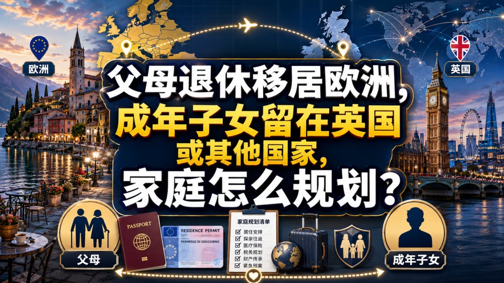 父母退休移居欧洲，成年子女留在英国或其他国家，家庭怎么规划？