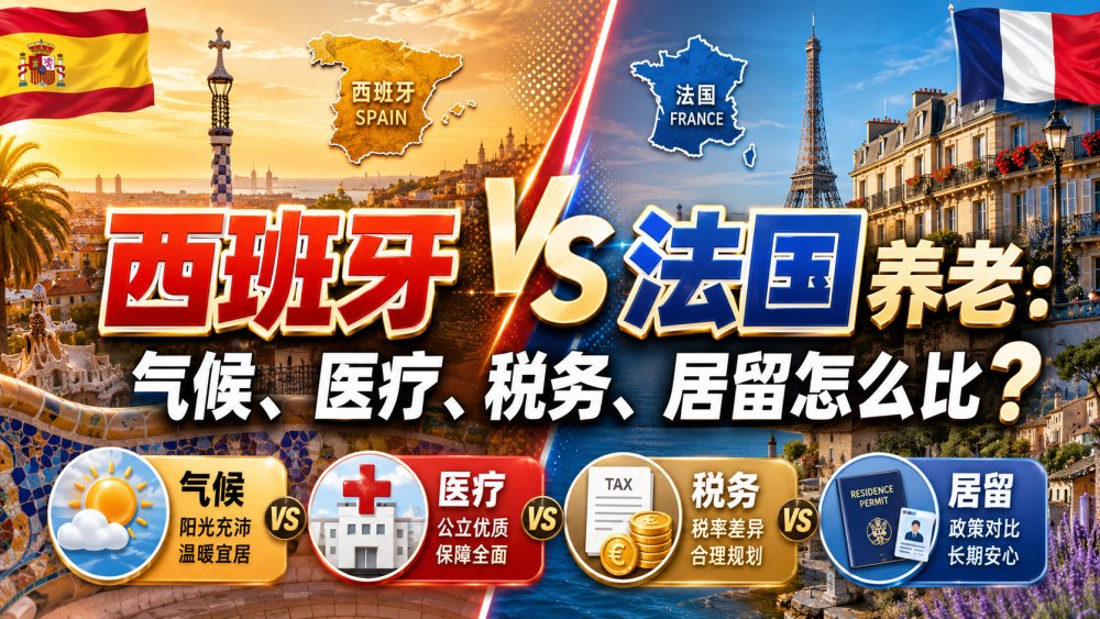 西班牙 vs 法国养老：气候、医疗、税务、居留怎么比？